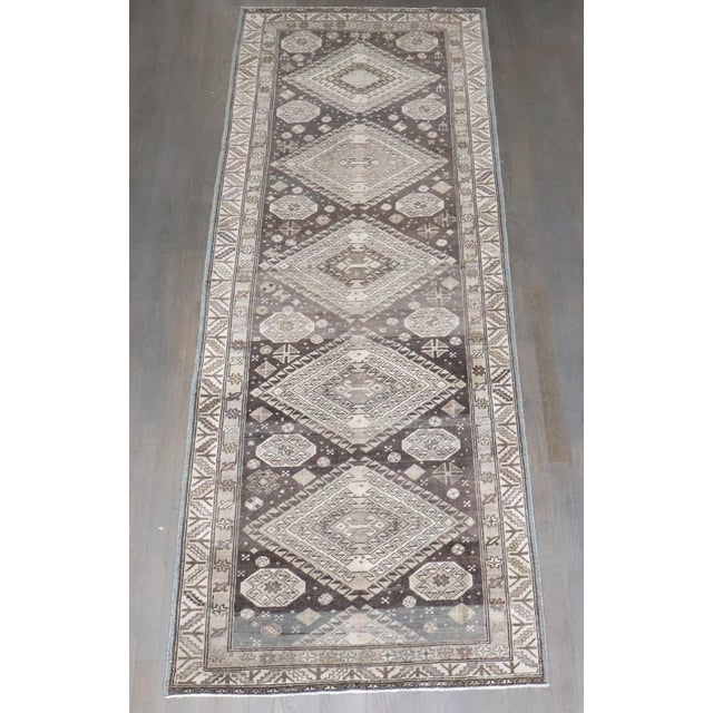 Brown Geometric Malayer Runner For Sale In New York - Image 6 of 9