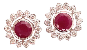 Diamond Ruby Earrings 14k Gold 2.07 TCW Certified