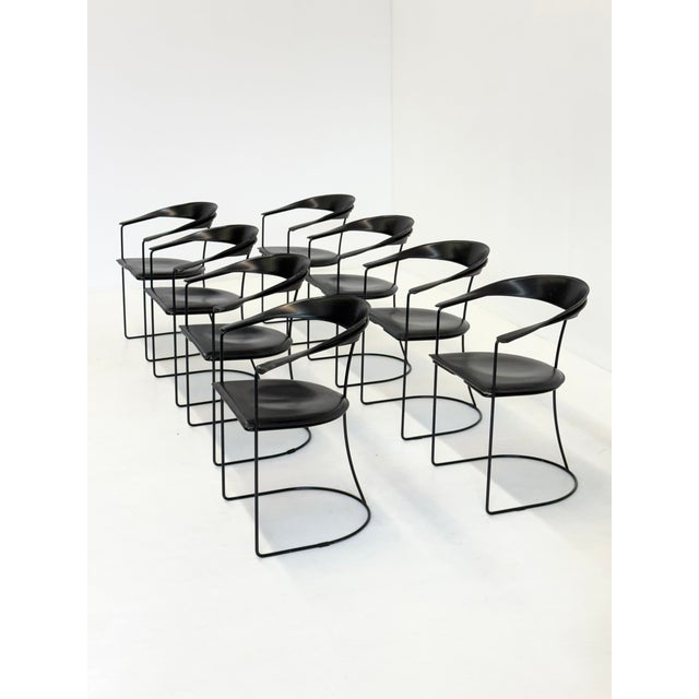 Vintage Ursala Dining Chairs in Black Leather from Arrben, Set of 8 For Sale - Image 12 of 18