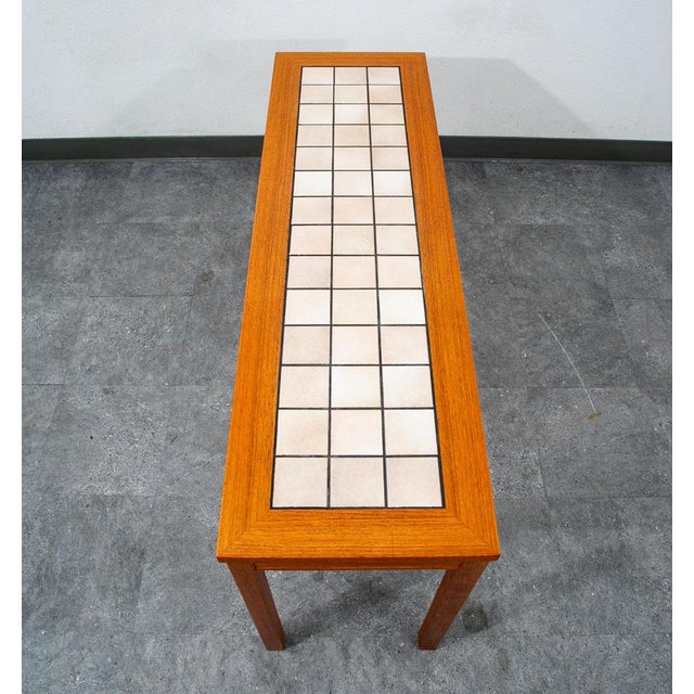 Mid-Century Modern Mid Century Danish Modern End Table Side Entryway Console Wide Tile Teak Wood For Sale - Image 3 of 12