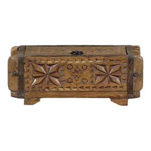 1970s Long Hand Carved Wooden Trinket Box