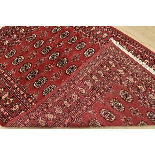 Bokhara Rug 5’2” X 7’9” Red Wool Tribal Hand-Knotted Oriental Carpet For Sale - Image 12 of 13