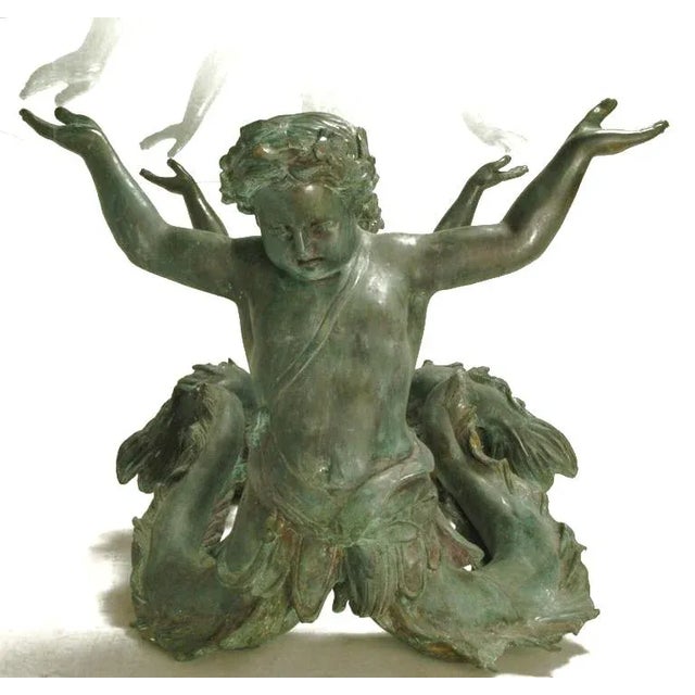 Green Bronze Putti Di Mare & Glass Dining Table For Sale - Image 8 of 10