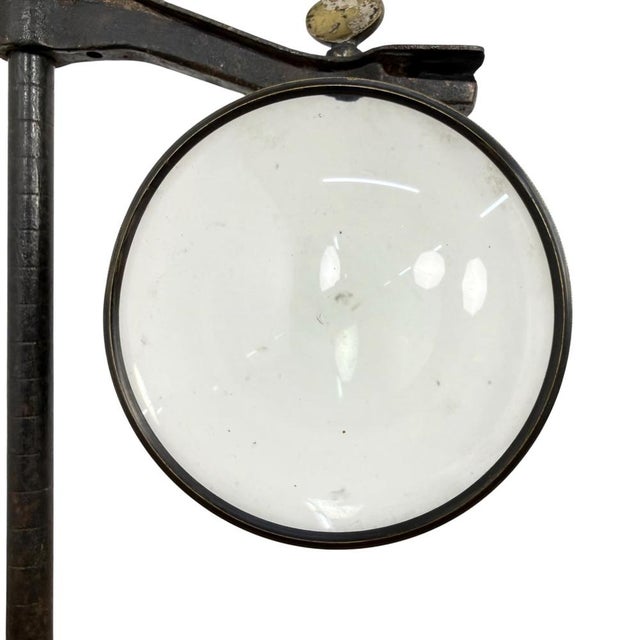 Antique Industrial Lens on Stand French Optical Display with Cast Iron Base, 1890s For Sale - Image 6 of 11