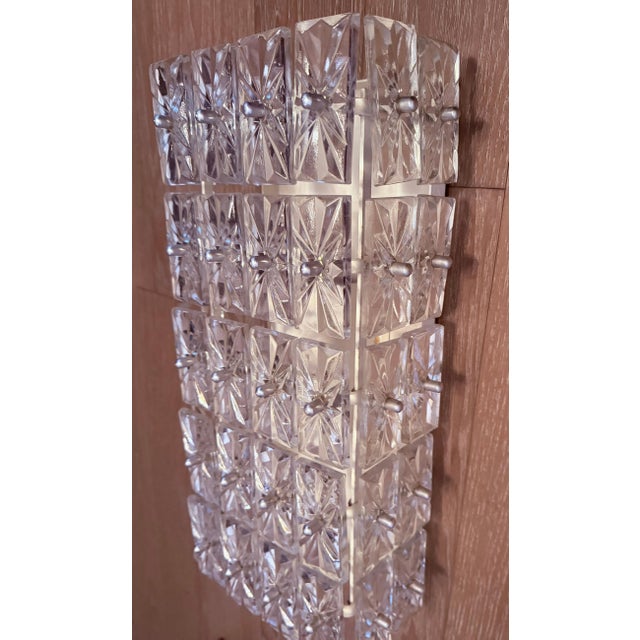1960s Mid Century Modern Crystal East German DDR Veb Narva Leuchten Wall Lamps - a Pair For Sale - Image 11 of 15