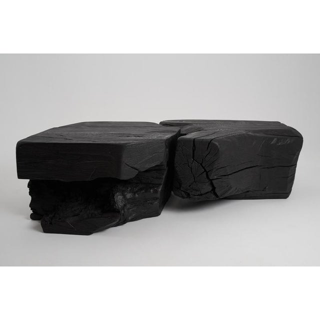 Sculptural Side Table in Burnt Black Wood by Logniture For Sale - Image 6 of 18