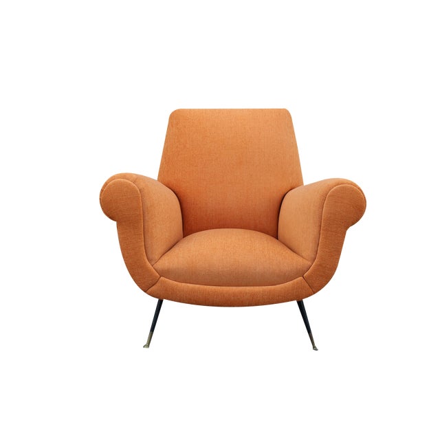 Armchair Velvet Orange by Gigi Radice for Minotti Italia, 1950s For Sale