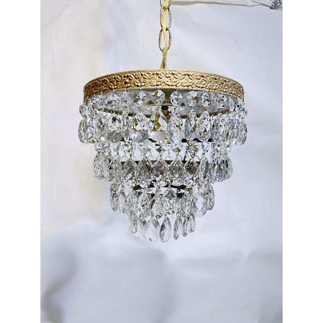 Traditional Mid 20th Century Italian Brass Upside Down Layered Cake Pendant For Sale - Image 3 of 8