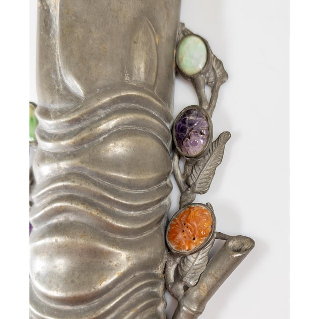 19th Century Chinese Pewter Bamboo Form Wall Pocket Vase For Sale In New York - Image 6 of 12