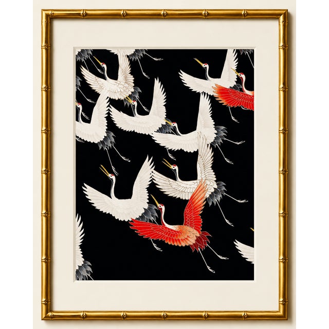 Japanese Flying Cranes, Vintage Art Print, 16" X 20" For Sale In Buffalo - Image 6 of 10