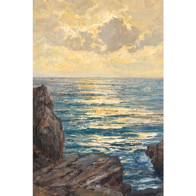 Luminous early 20th Century seascape of Capri on Amalfi Coast by Albert Wenk (German, 1863-1934), 1913. Signed and dated...