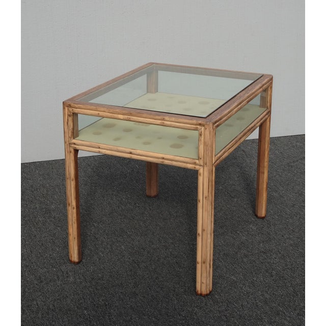 Vintage Mid Century Modern Bamboo Shadow Box End Table by McGuire