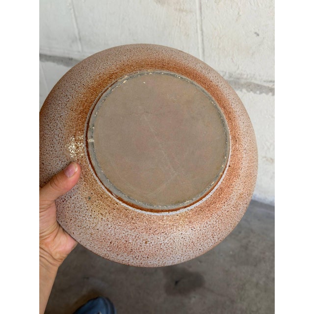 Stoneware Deep Fruit Bowl Brown Green Geometric Ceramic Decorative Basin 1960s For Sale - Image 10 of 10