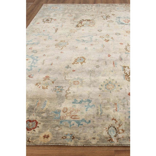 Exquisite Rugs Exquisite Rugs Essex Hand-Knotted New Zealand Wool Tan/Blue/Rust Rug-10'X14' For Sale - Image 4 of 8