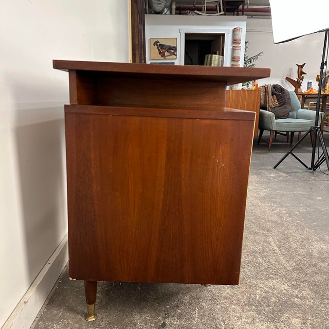 Rway Walnut Mid Century Modern Writing Desk For Sale - Image 9 of 12