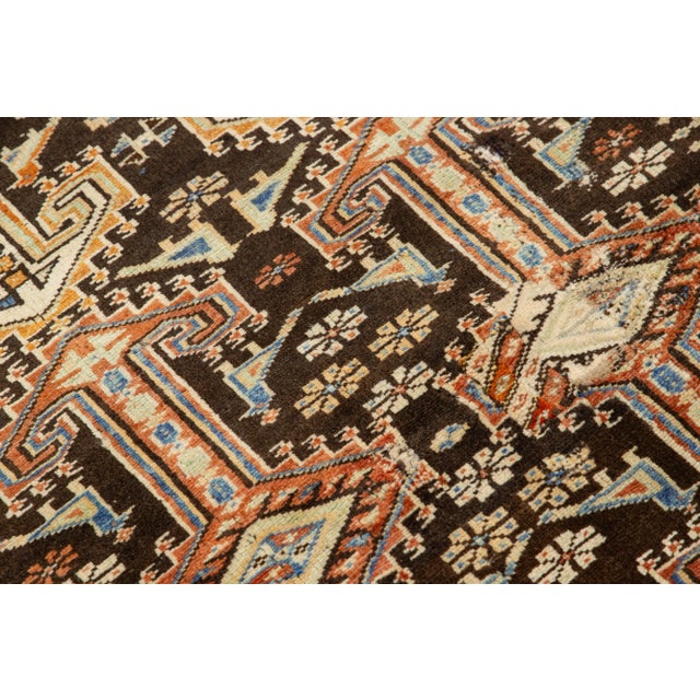 Tribal Vintage Brown Hamadan Persian Wool Rug With a Tribal Pattern For Sale - Image 3 of 7