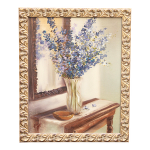 1980s Vintage Floral Still Life Original Oil Painting by Lynne Pittard