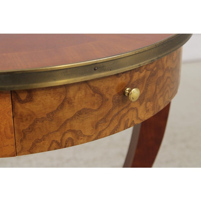 Baker Walnut Round Two-Tier Neoclassical Occasional Table For Sale - Image 11 of 17