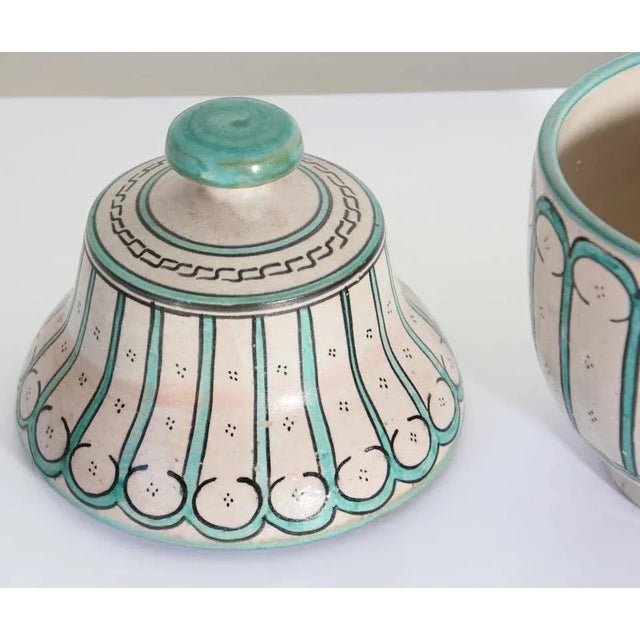 Mid 20th Century Moroccan Ceramic Glazed Covered Urn Handcrafted in Fez Morocco For Sale - Image 5 of 12
