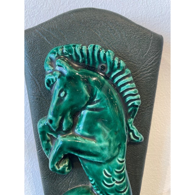 Green French Ceramic and Iron Trio of Wall Sconces - Set of 3 For Sale - Image 8 of 17