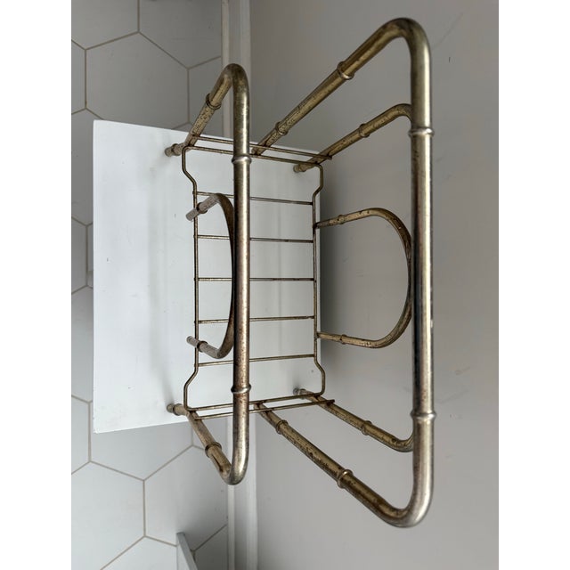 Mid-Century Modern Vintage Brass Magazine Rack / Record Holder For Sale - Image 3 of 3