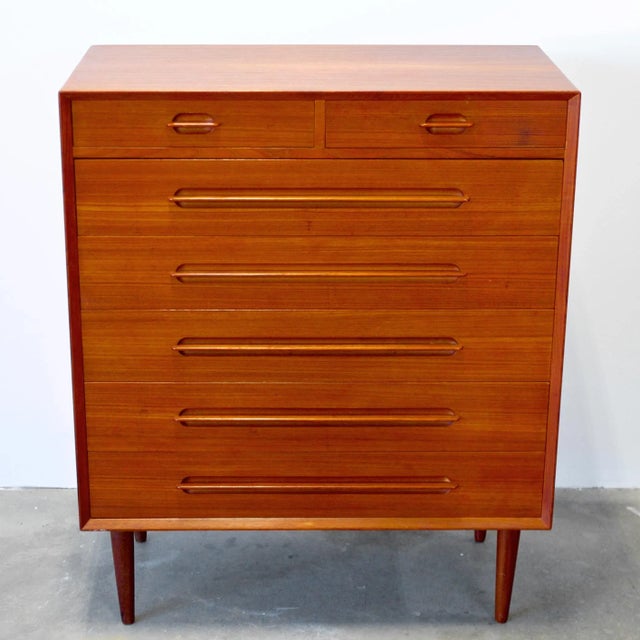Brown Ivan Gern Møbelfabrik Teak Seven Drawer Tall Dresser / Highboy Designed by Ejvind A. Johansson For Sale - Image 8 of 15