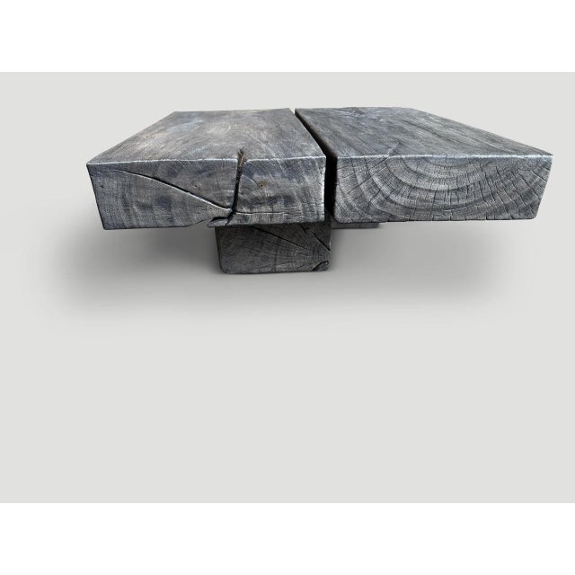 2010s Andrianna Shamaris Minimalist Grey Stained Wood Coffee Table For Sale - Image 5 of 6