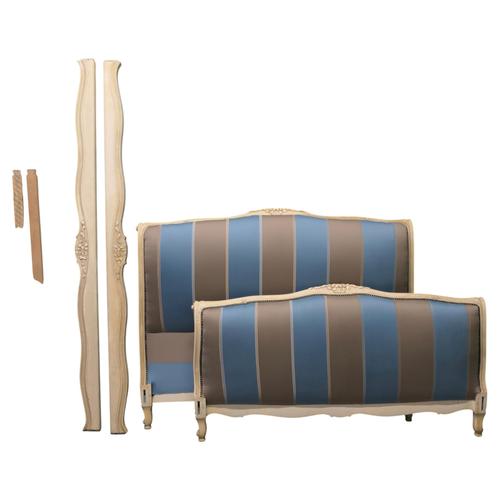 French Silk Upholstered Château Double Bed, 1920s For Sale - Image 9 of 9