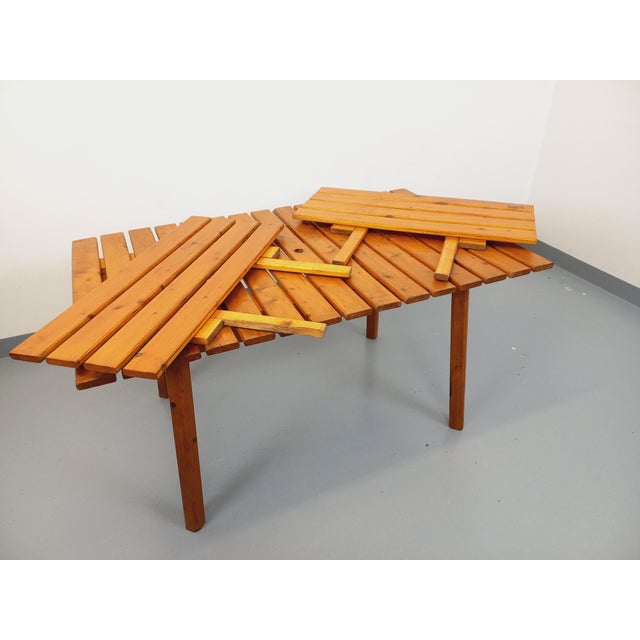 1960s Vintage Wooden Extendable Garden Table with Armchairs, 1960s, Set of 5 For Sale - Image 5 of 18
