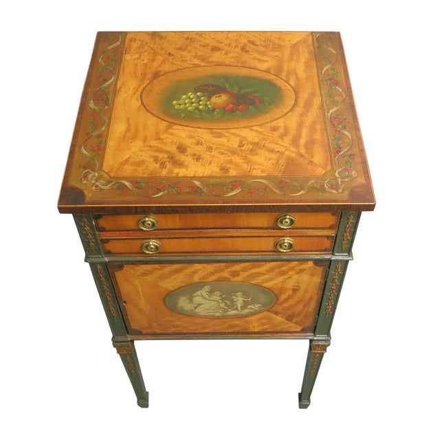 Late 18th Century English George III Painted Satinwood Side Cabinet For Sale - Image 4 of 5
