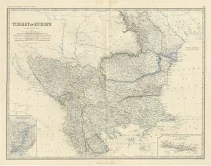 Antique Map of Turkey in Europe by A. K. Johnston, 1865