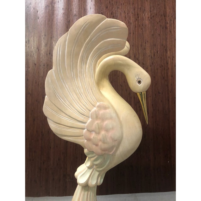 Wood Large Hand Carved Wooden Swan Sculpture | Floor Standing For Sale - Image 7 of 12