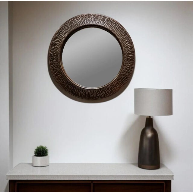 Vintage Patinated and Hammered Copper Wall Mirror by Angelo Bragalini, 1960s For Sale - Image 4 of 9