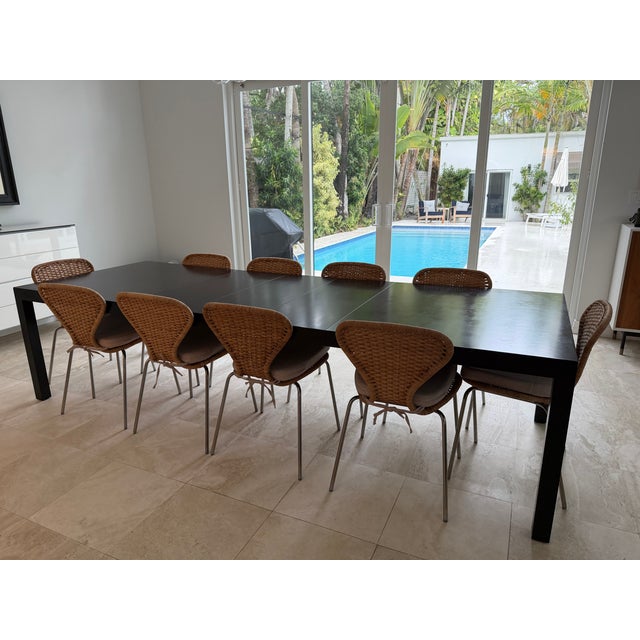 Giant Parsons Table in Black Lacquer With 3 Leaves For Sale - Image 10 of 11