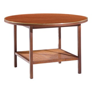Paul McCobb for Calvin Mid Century Walnut and Cane Coffee Table For Sale
