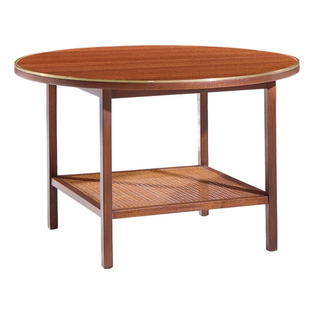 Paul McCobb for Calvin Mid Century Walnut and Cane Coffee Table For Sale