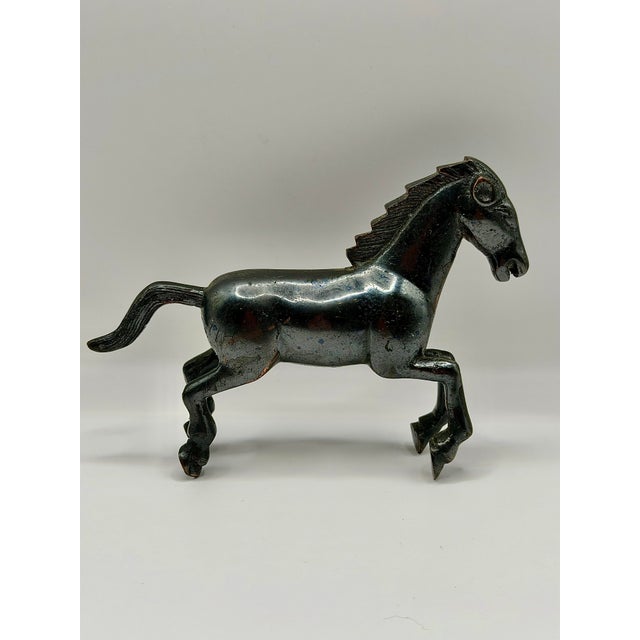 Vintage Cast Metal Rearing Horse Figurine For Sale In Philadelphia - Image 6 of 7