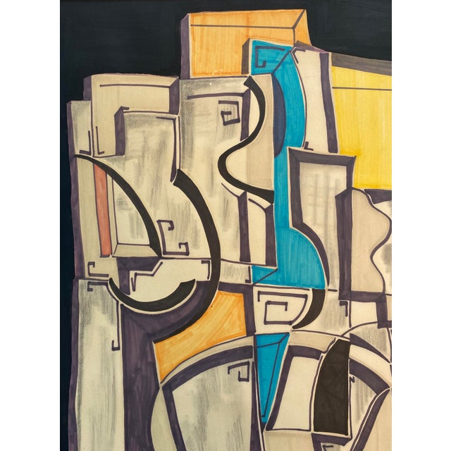 Cubist Abstract Composition, Marker & Graphite on Paper, Signed J. Forneris For Sale - Image 4 of 6