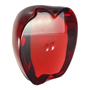 Baccarat Crystal Signed Apple Half Paperweight (Rare Red/Ruby Color) Vintage