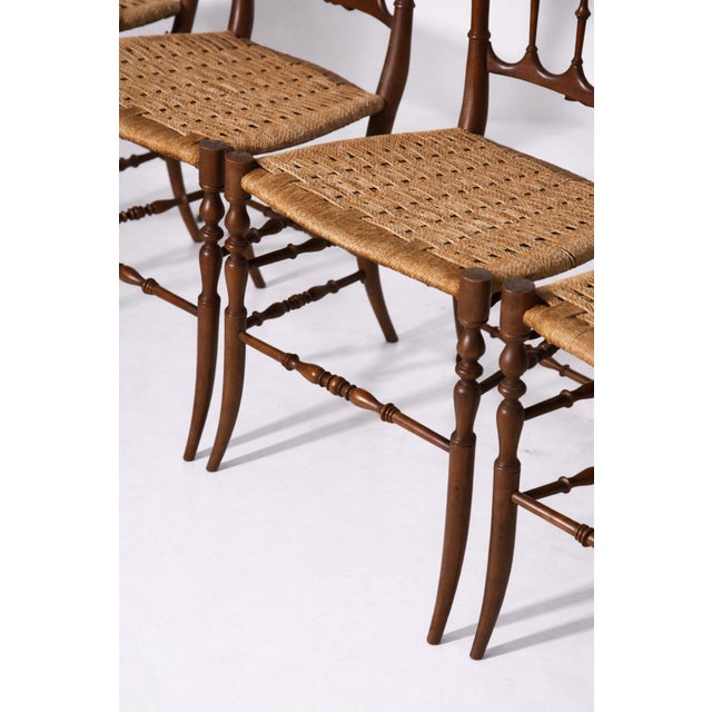 Italian Chiavarine Umbertine Chairs with Rope, 1920s, Set of 6 For Sale - Image 11 of 12