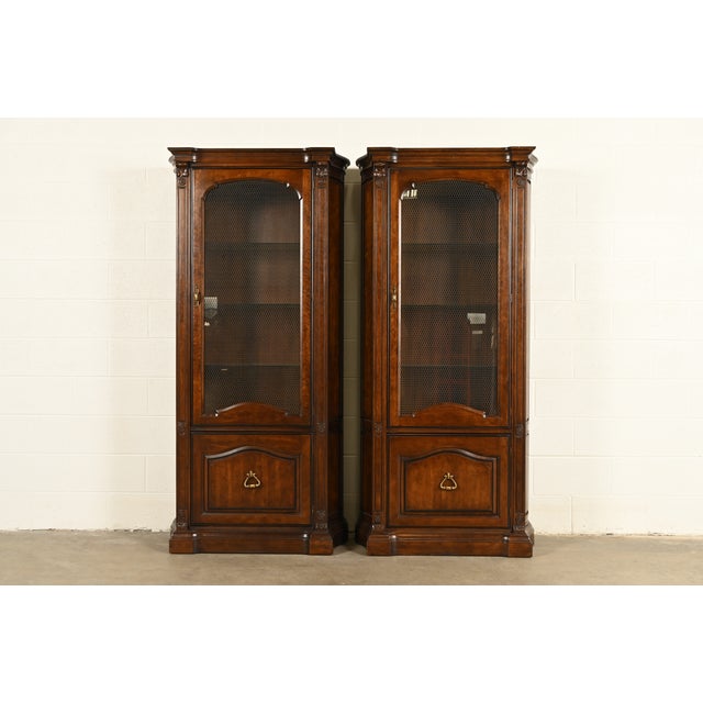 Davis Cabinet Co. French Regency Louis XVI Carved Cherry Wood Lighted Bookcases or Display Cabinets, Pair For Sale - Image 16 of 16