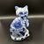 Late 20th Century Late 20th Century Vintage Blue and White Chinoiserie Qing Dynasty Porcelain Cat Figurine For Sale - Image 5 of 8