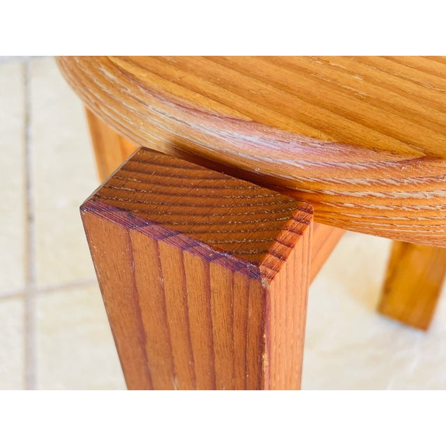 Wood Vintage Fir Wood Stool with Fins, 1970s For Sale - Image 7 of 18