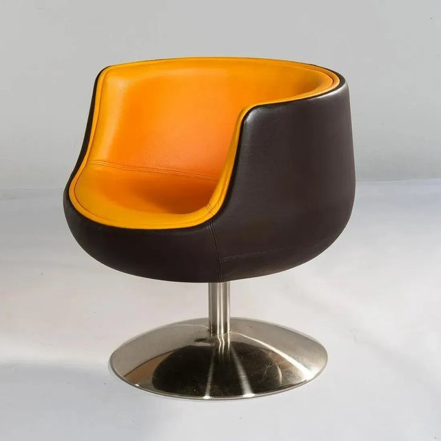 1960s MidCentury Modern Leather Swivel Chair Chairish