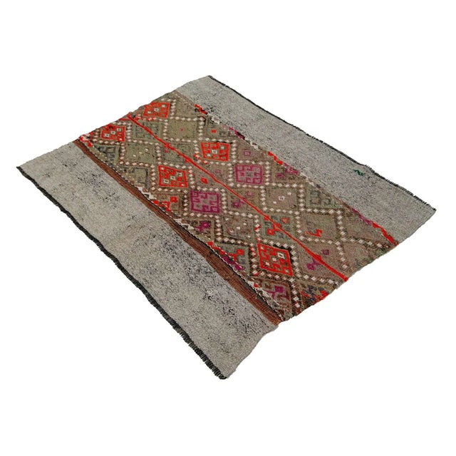 Traditional Vintage Embroidered Kilim Rug- 3′5″ × 4′1″ For Sale - Image 3 of 7