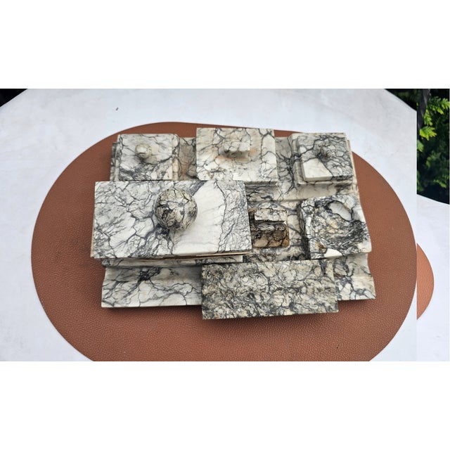 Art Deco Marble Inkwell and Blotter, 1920s, Set of 8 For Sale - Image 9 of 15