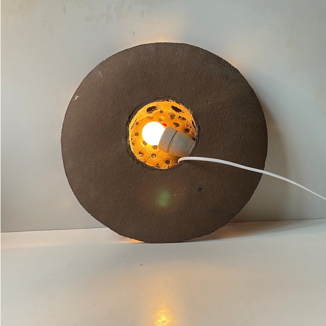 Danish Sculptural Sunflower Acid-Glazed Stoneware Wall Sconce, 1970s For Sale - Image 10 of 11