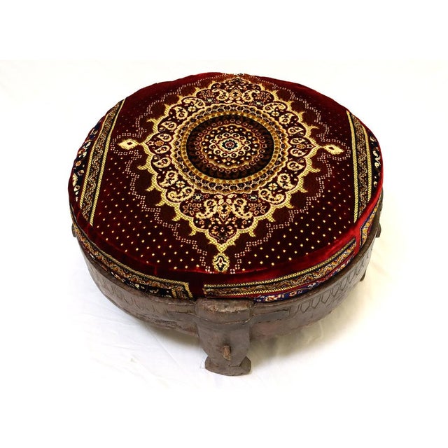 Antique Indian Hand Carved Chakki Rice Mill Stool or Ottoman, 1950s For Sale - Image 6 of 17