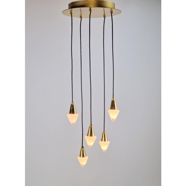 1970s Glass and Brass Cascade Pendant Lamp by Schmidt Leuchten, 1970s For Sale - Image 5 of 14