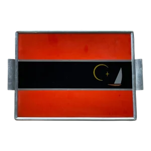 1930s George Switzer Art Deco Machine Age Aluminum Inlaid Micarta Bar Tray, Unmarked